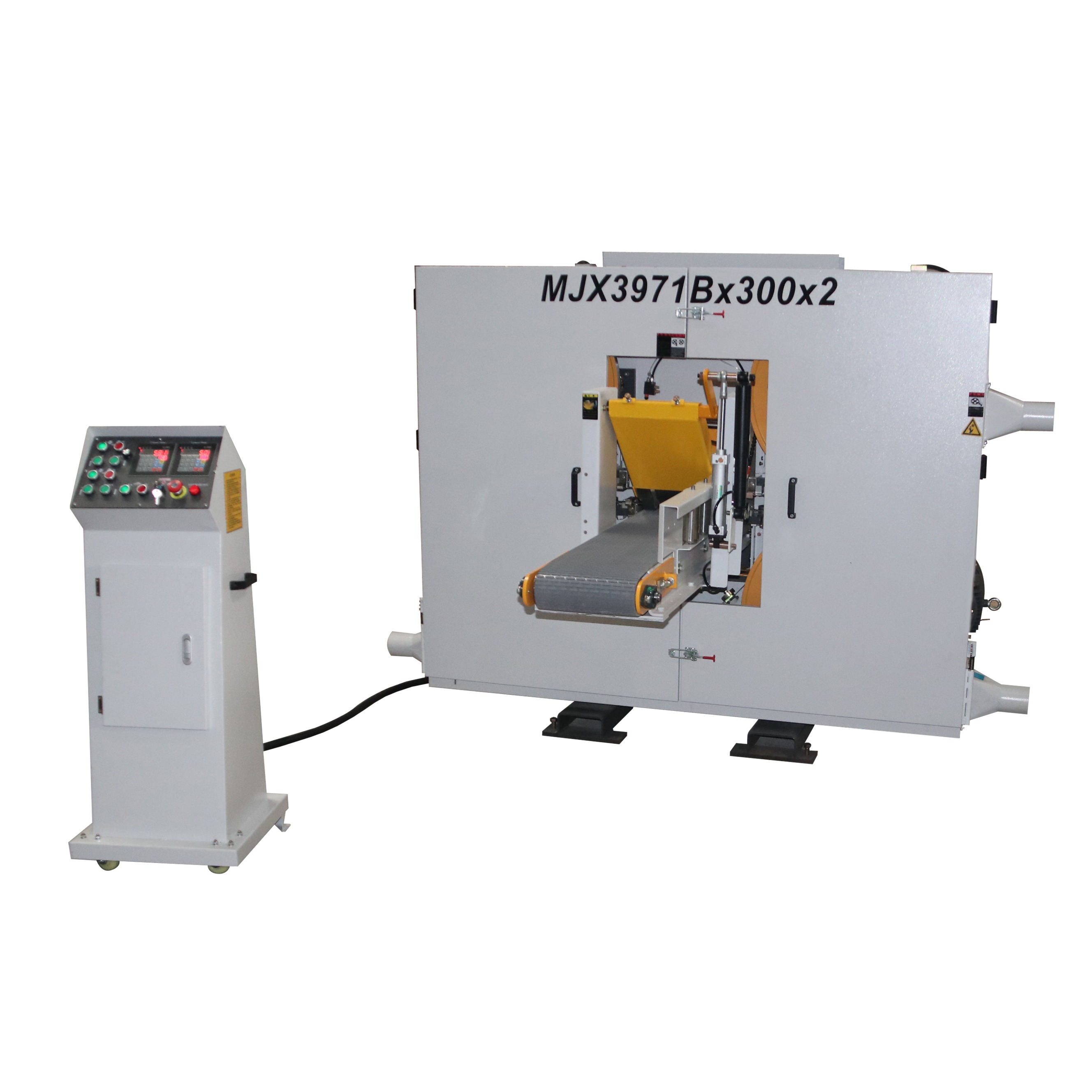 Máquina de sierra de cinta horizontal para madera, para corte industrial de madera.